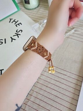 Handmade Brown Macrame Bracelet Watch Band for Apple Watch